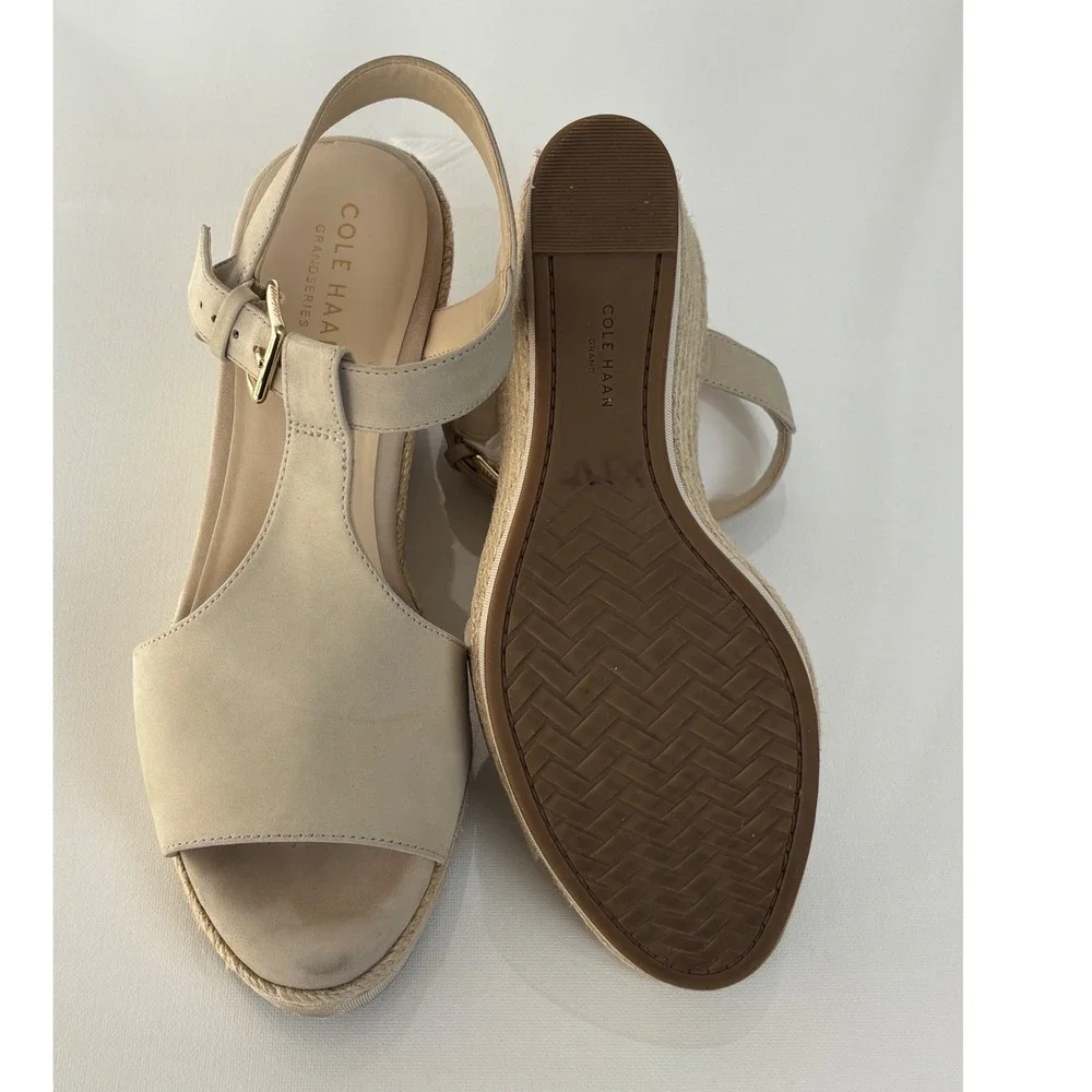 Cole Haan Beige Espadrille Wedge Sandals